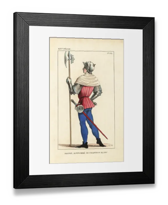 Framed Print : French soldier known as White Riding Hood, 14th century Framed Print : French soldier known as White Riding Hood, 14th century