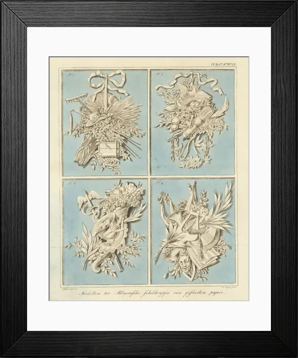 Framed Print : Models for allegorical designs in cut-paper art Framed Print : Models for allegorical designs in cut-paper art