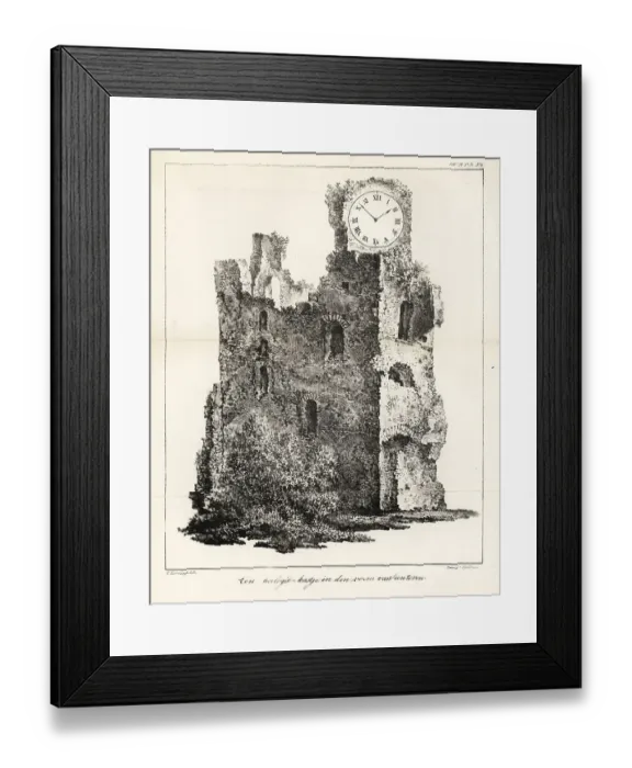 Framed Print : Design for a clock in the form of a ruined tower Framed Print : Design for a clock in the form of a ruined tower