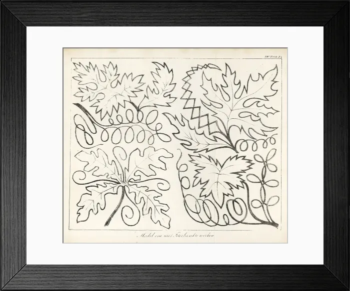 Framed Print : Leaf patterns for needlework Framed Print : Leaf patterns for needlework