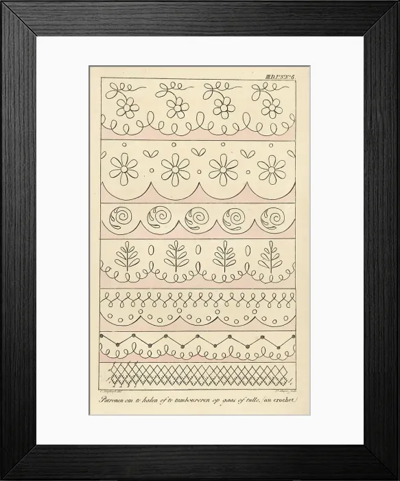 Framed Print : Crochet patterns for gauze or tulle Framed Print : Crochet patterns for gauze or tulle