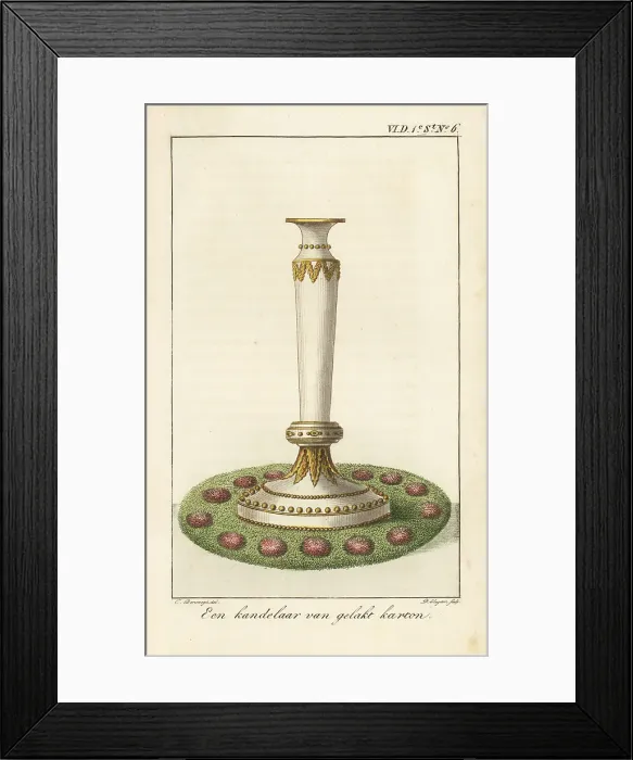 Framed Print : Candlestick made of painted cardboard
