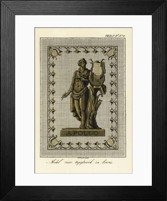 Framed Print : Pattern for a tapestry in bronze thread of Apollo with lyre Framed Print : Pattern for a tapestry in bronze thread of Apollo with lyre
