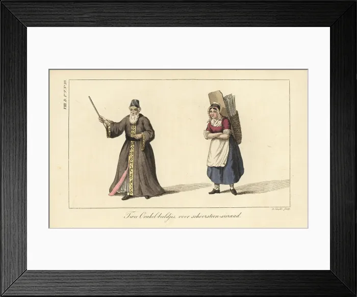 Framed Print : Two mantelpiece ornaments, an oracle figurine and woman with bas