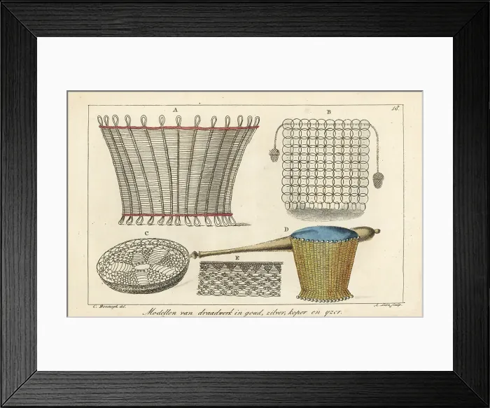 Framed Print : Patterns for wire work baskets, pans, etc. in gold, silver, copp Framed Print : Patterns for wire work baskets, pans, etc. in gold, silver, copp