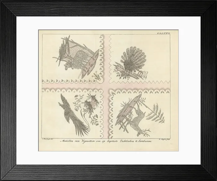 Framed Print : Models of vignettes for embroidered handkerchiefs Framed Print : Models of vignettes for embroidered handkerchiefs