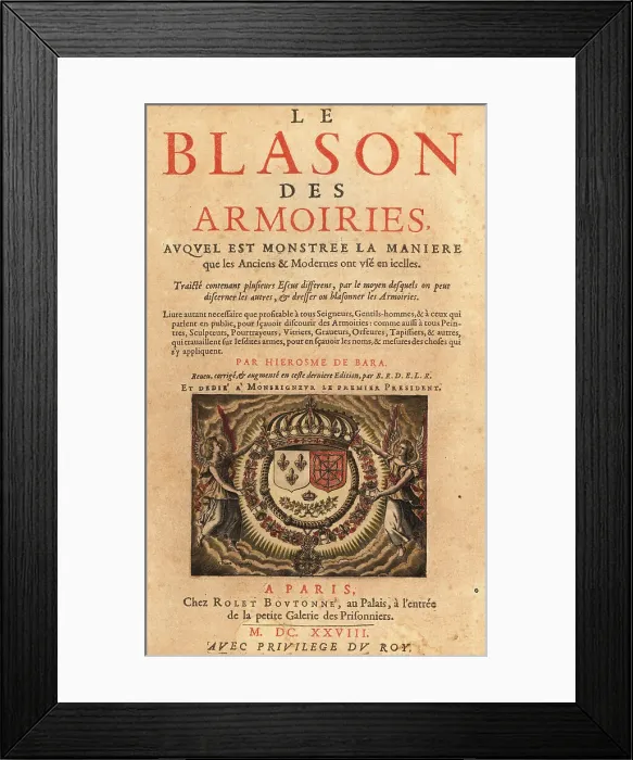 Framed Print : Title page with vignette from Le Blazon des Armoiries, 1628 Framed Print : Title page with vignette from Le Blazon des Armoiries, 1628