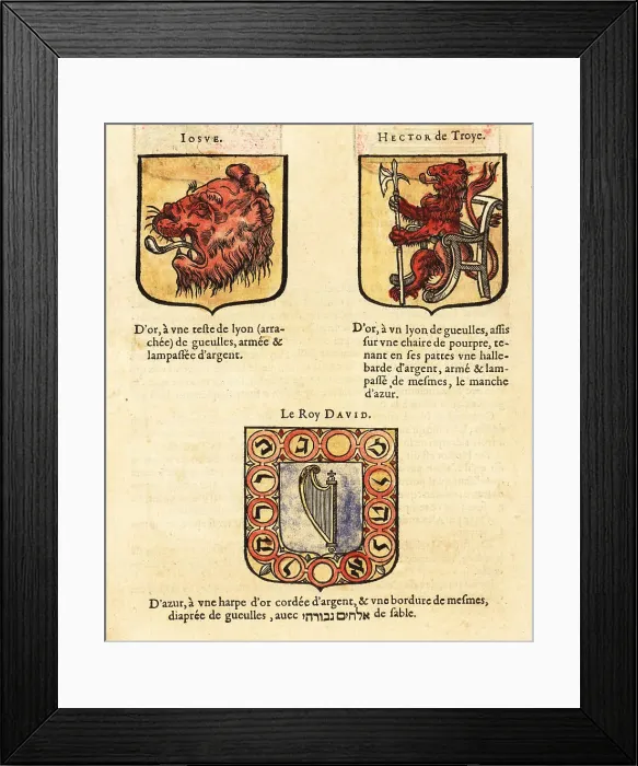 Framed Print : Coats of arms of the Nine Worthies: Joshua, Hector of Troy Framed Print : Coats of arms of the Nine Worthies: Joshua, Hector of Troy
