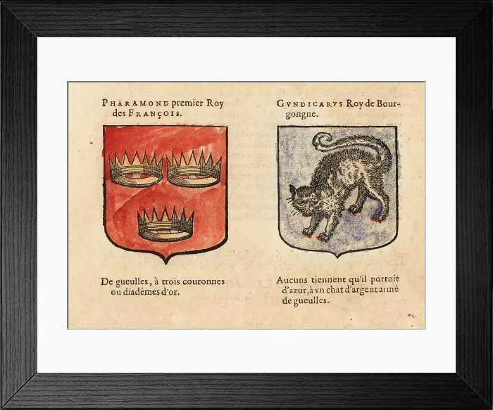Framed Print : Imaginary coats of arms of Pharamond and Gundicarus Framed Print : Imaginary coats of arms of Pharamond and Gundicarus