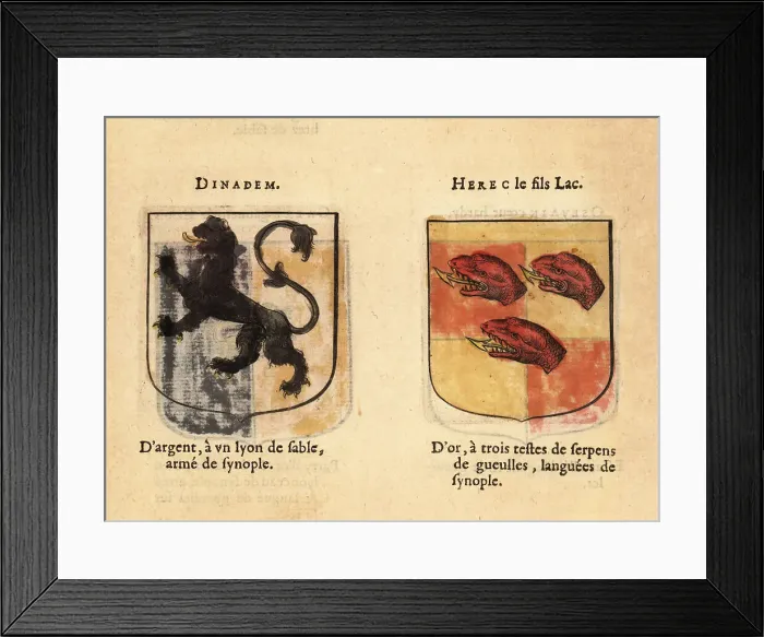 Framed Print : Imaginary coats of arms of Knights of the Round Table: Dinadan a Framed Print : Imaginary coats of arms of Knights of the Round Table: Dinadan a