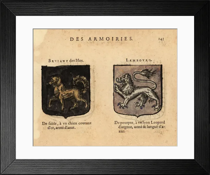 Framed Print : Imaginary coats of arms of Knights of the Round Table: Bruiant o Framed Print : Imaginary coats of arms of Knights of the Round Table: Bruiant o