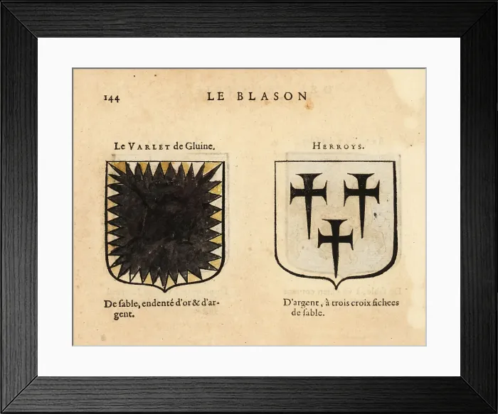 Framed Print : Imaginary coats of arms of the Varlet de Gluine and Herrois Framed Print : Imaginary coats of arms of the Varlet de Gluine and Herrois