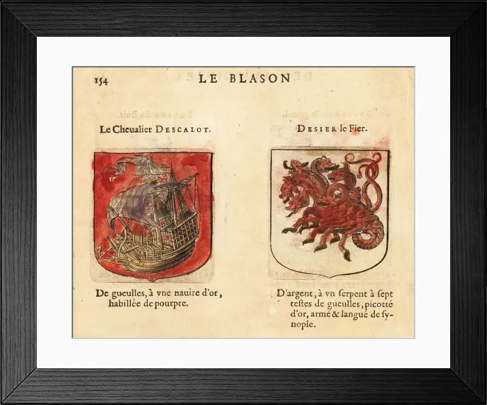 Framed Print : Coats of arms of the Knight attired in Scarlet and Dezier the Fi Framed Print : Coats of arms of the Knight attired in Scarlet and Dezier the Fi