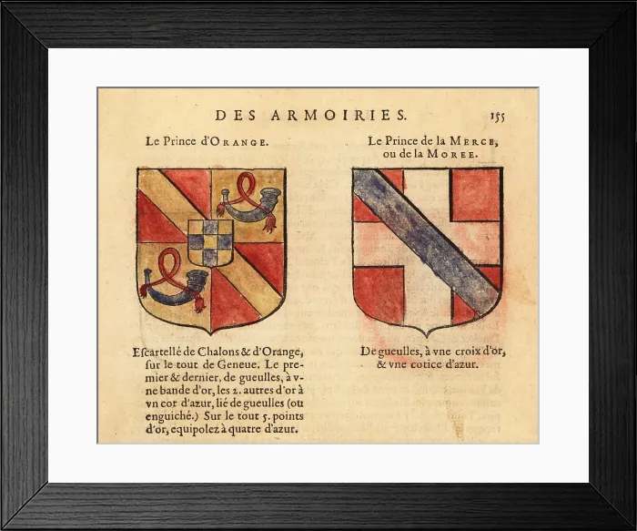Framed Print : Coats of arms of the Prince of Orange and of Morea