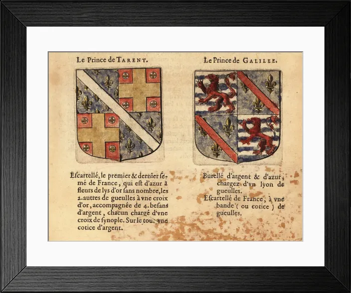 Framed Print : Coats of arms of the Principality of Taranto and Galilee Framed Print : Coats of arms of the Principality of Taranto and Galilee