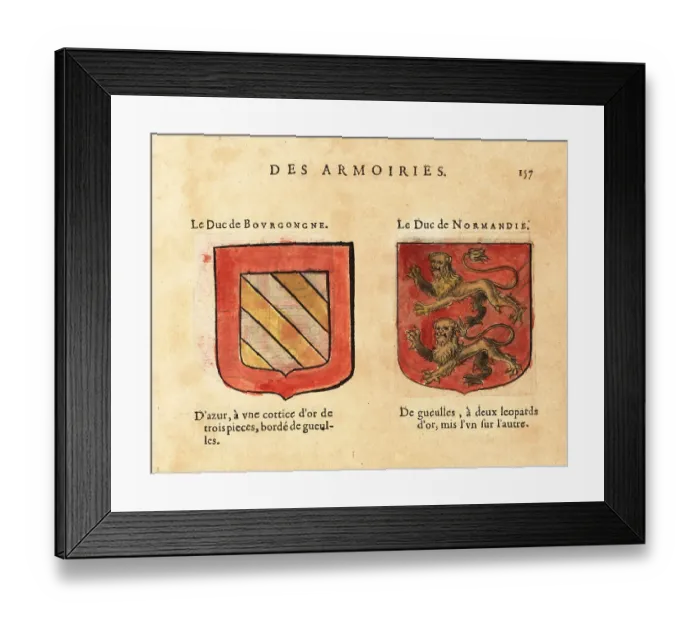 Framed Print : Coats of arms of the Dukes of Burgundy and Normandy Framed Print : Coats of arms of the Dukes of Burgundy and Normandy