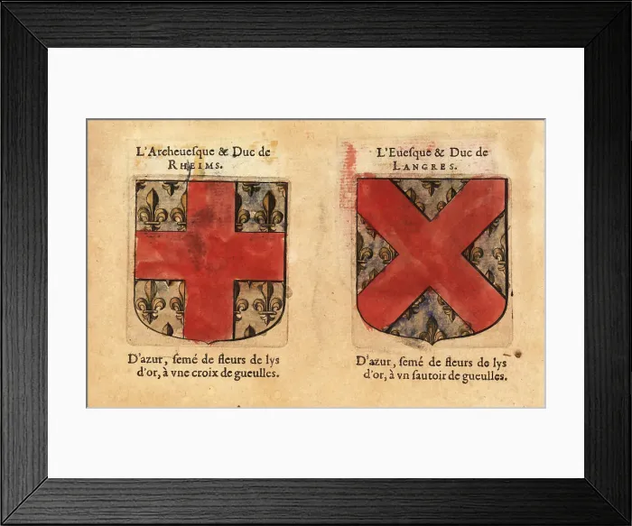 Framed Print : Coats of arms of the Dukes of Rheims and Langres Framed Print : Coats of arms of the Dukes of Rheims and Langres