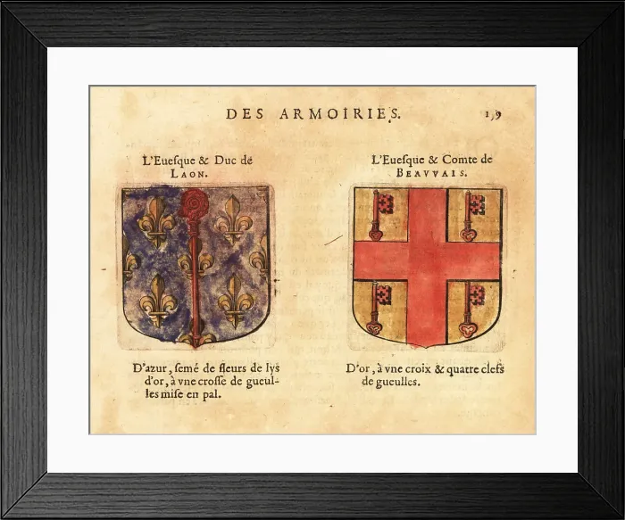Framed Print : Coats of arms of the Bishop-Duke of Laon and the Bishop-Count of Framed Print : Coats of arms of the Bishop-Duke of Laon and the Bishop-Count of
