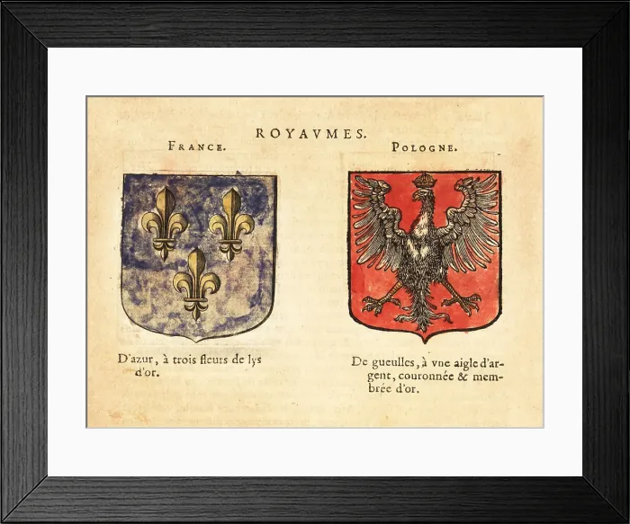 Framed Print : Coats of arms of the Kingdoms of France and Poland Framed Print : Coats of arms of the Kingdoms of France and Poland