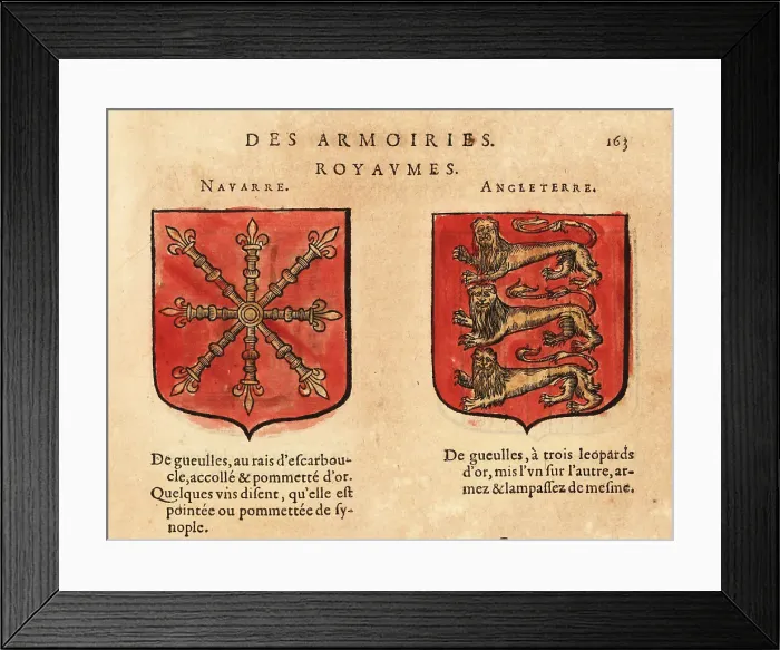 Framed Print : Coats of arms of the kingdoms of Navarre and England Framed Print : Coats of arms of the kingdoms of Navarre and England