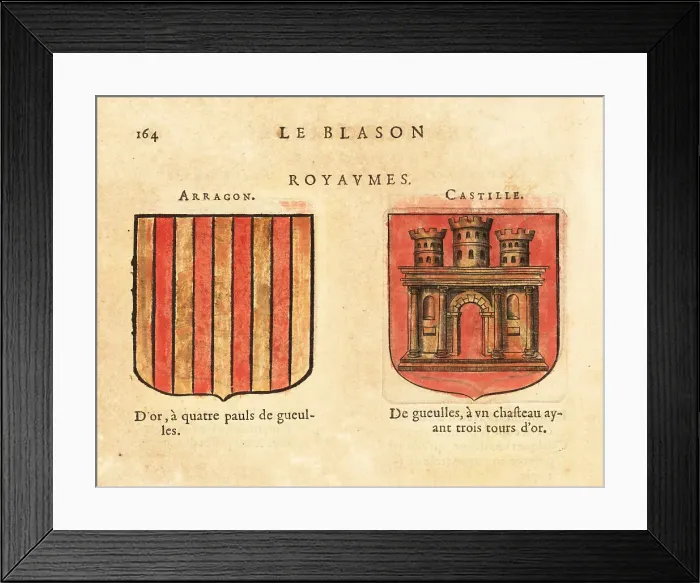 Framed Print : Coats of arms of the Kingdoms of Aragon and Castille Framed Print : Coats of arms of the Kingdoms of Aragon and Castille