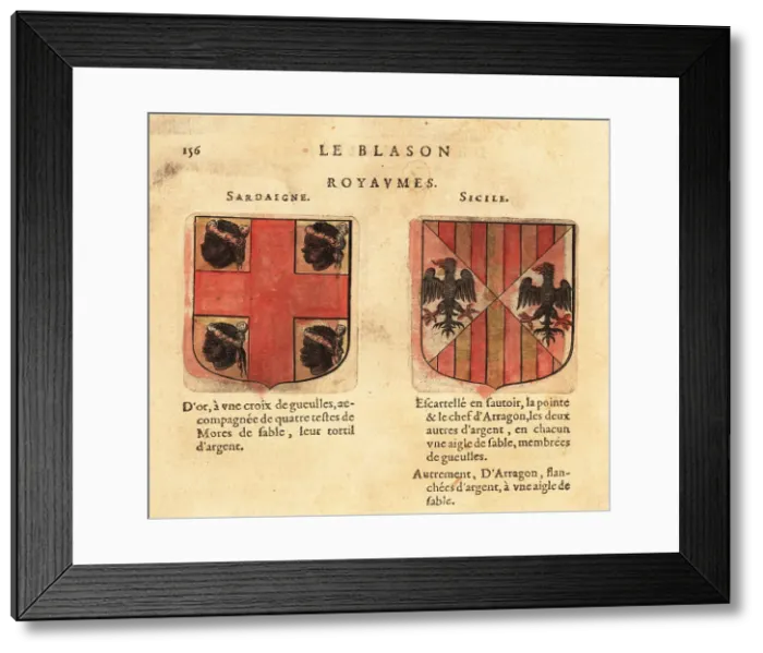 Framed Print : Coats of arms of the Kingdoms of Sardinia and Sicily Framed Print : Coats of arms of the Kingdoms of Sardinia and Sicily
