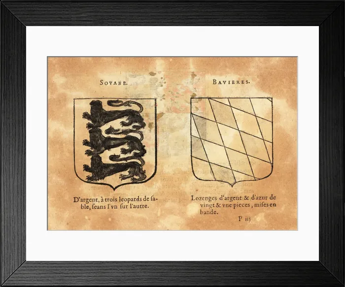 Framed Print : Coat of arms of the Duchies of Swabia and Bavaria, Germany Framed Print : Coat of arms of the Duchies of Swabia and Bavaria, Germany
