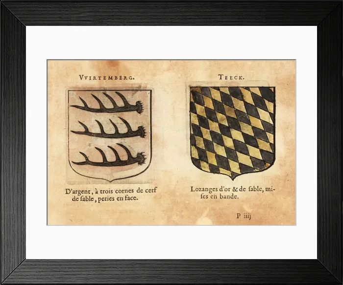 Framed Print : Coat of arms of the Duchies of Württemberg and Teck Framed Print : Coat of arms of the Duchies of Württemberg and Teck