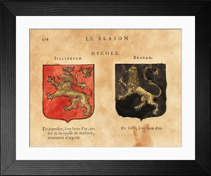 Framed Print : Coat of arms of the Duchies of Sillinguen and Brabant, Low Count Framed Print : Coat of arms of the Duchies of Sillinguen and Brabant, Low Count