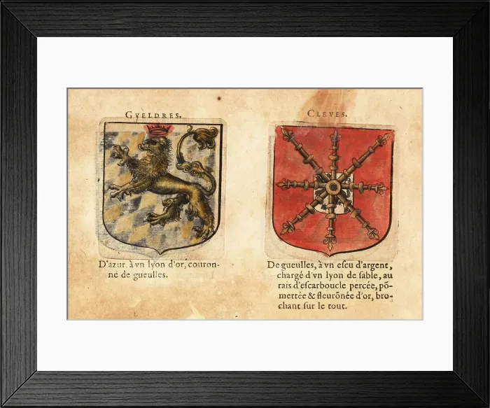 Framed Print : Coat of arms of the Duchies of Guelders and Cleves Framed Print : Coat of arms of the Duchies of Guelders and Cleves
