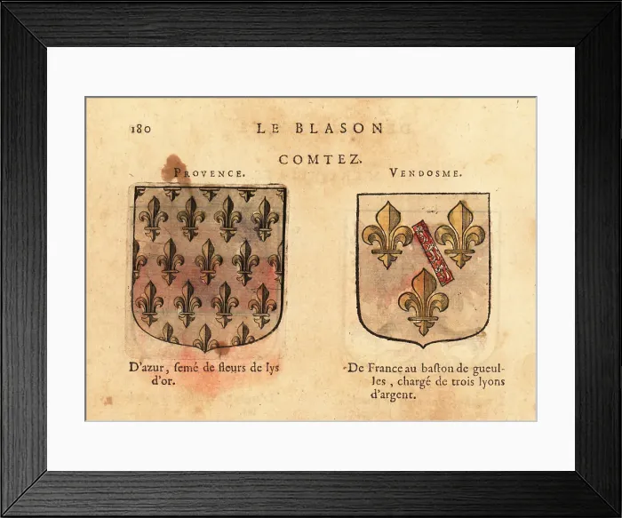 Framed Print : Coats of arms of the Counts of Provence and Vendome Framed Print : Coats of arms of the Counts of Provence and Vendome