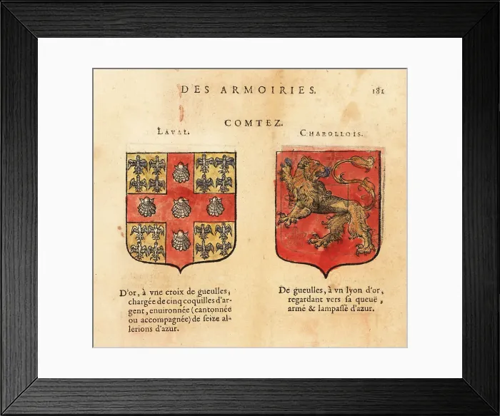 Framed Print : Coats of arms of the Counts of Laval and Charolais Framed Print : Coats of arms of the Counts of Laval and Charolais