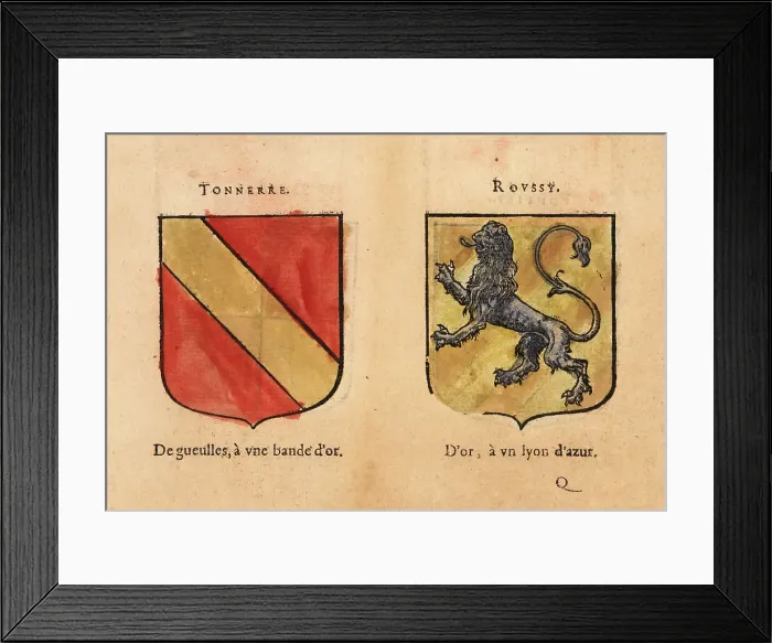 Framed Print : Coats of arms of the Counts of Tonnerre and Roussy Framed Print : Coats of arms of the Counts of Tonnerre and Roussy