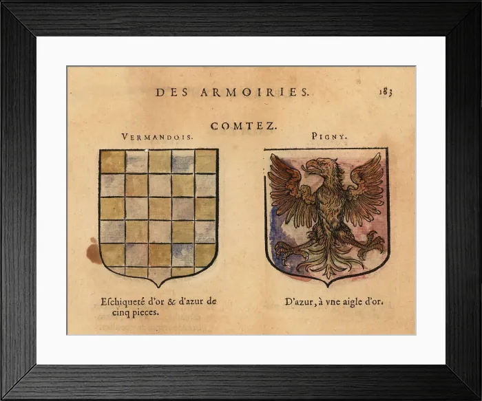 Framed Print : Coat of arms of the Counts of Vermandois, Pigny, Livey, Pont-Yev Framed Print : Coat of arms of the Counts of Vermandois, Pigny, Livey, Pont-Yev