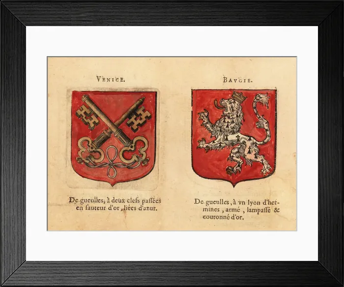 Framed Print : Coat of arms of the Counts of Venice and Bauge Framed Print : Coat of arms of the Counts of Venice and Bauge