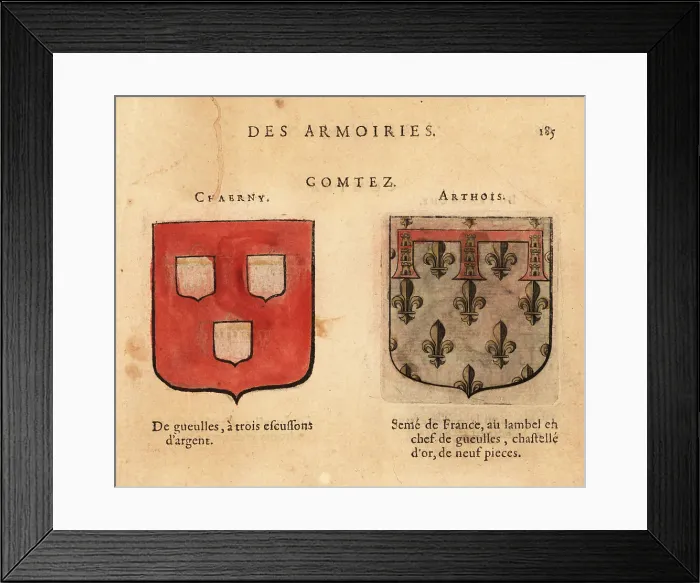 Framed Print : Coat of arms of the Counts of Chaerny, Arthois Framed Print : Coat of arms of the Counts of Chaerny, Arthois