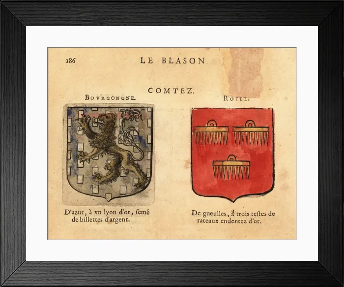Framed Print : Coats of arms of the Counts of Burgundy and Rethel Framed Print : Coats of arms of the Counts of Burgundy and Rethel