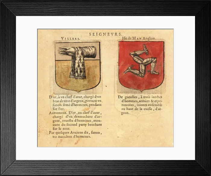 Framed Print : Coat of arms of the Lords of Villers and the Isle of Man Framed Print : Coat of arms of the Lords of Villers and the Isle of Man