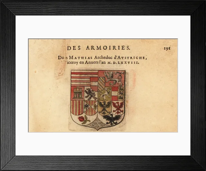Framed Print : Coat of arms of Matthias, Holy Roman Emperor, Archduke of Austri Framed Print : Coat of arms of Matthias, Holy Roman Emperor, Archduke of Austri