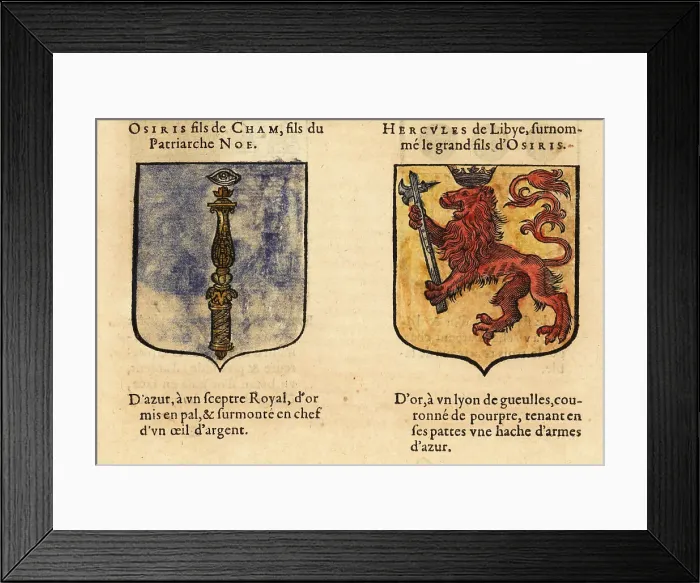 Framed Print : Coats of arms of mythological figures Osiris and Hercules Lybius Framed Print : Coats of arms of mythological figures Osiris and Hercules Lybius