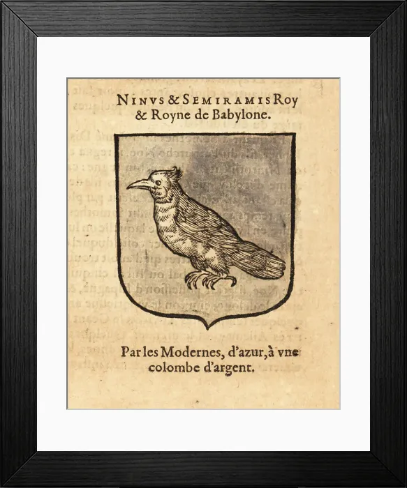 Framed Print : Coat of arms of mythological figures King Ninus and Queen Semira