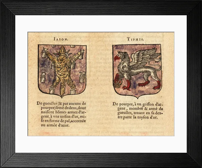 Framed Print : Imaginary coat of arms of Jason of the Argonauts and helmsman Ti Framed Print : Imaginary coat of arms of Jason of the Argonauts and helmsman Ti