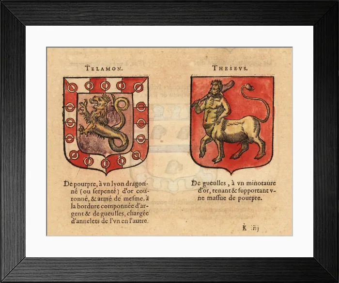 Framed Print : Imaginary coats of arms of Telamon and Theseus Framed Print : Imaginary coats of arms of Telamon and Theseus