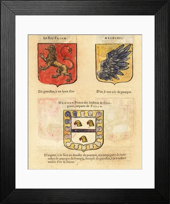 Framed Print : Coats of arms of mythological figures King Priam of Troy, Anchis Framed Print : Coats of arms of mythological figures King Priam of Troy, Anchis