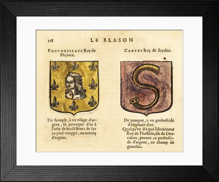 Framed Print : Coat of arms of mythological figures Protesilaus and Ceneus Framed Print : Coat of arms of mythological figures Protesilaus and Ceneus