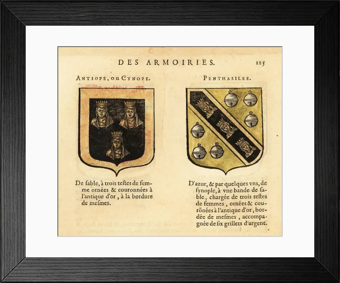 Framed Print : Imaginary coats of arms of Queens of the Amazons Antiope and Pen Framed Print : Imaginary coats of arms of Queens of the Amazons Antiope and Pen
