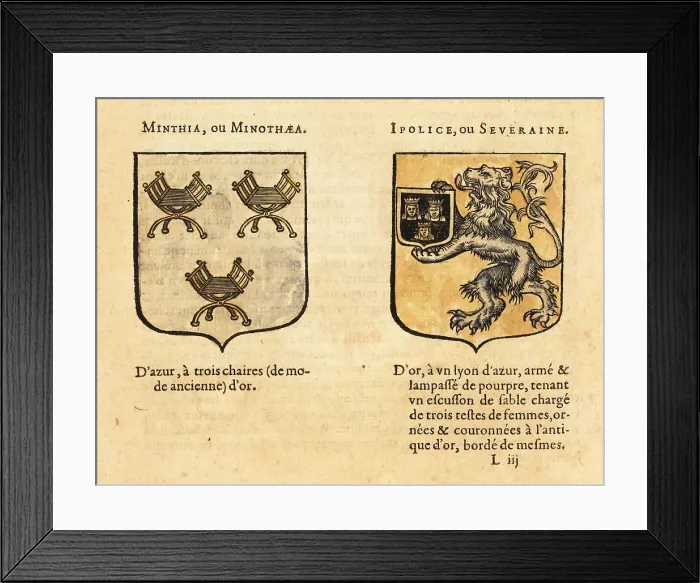 Framed Print : Imaginary coats of arms of Minothaea and Hippolyte Framed Print : Imaginary coats of arms of Minothaea and Hippolyte