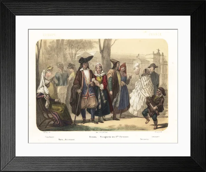 Framed Print : French people promenading in a Paris park, 1858 Framed Print : French people promenading in a Paris park, 1858