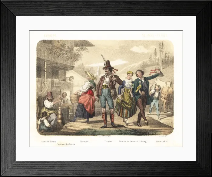 Framed Print : Costumes of Switzerland and the Tyrol, 1858 Framed Print : Costumes of Switzerland and the Tyrol, 1858