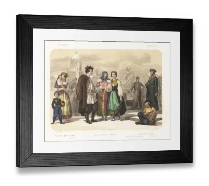 Framed Print : Costumes of the people of Russia in St. Petersburg, 1858 Framed Print : Costumes of the people of Russia in St. Petersburg, 1858